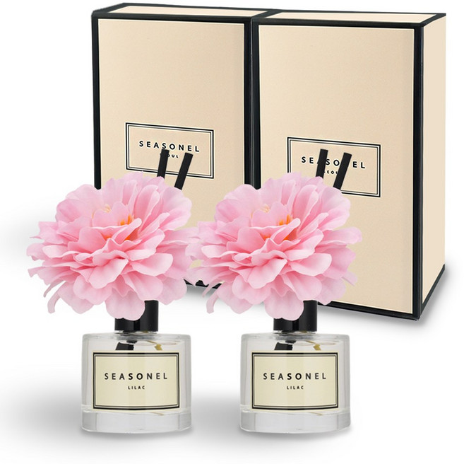 [1+1이벤트] 시즈넬 차량용 디퓨저 50ml 선물세트 지니아 핑크색, 맥놀리아향, 2개