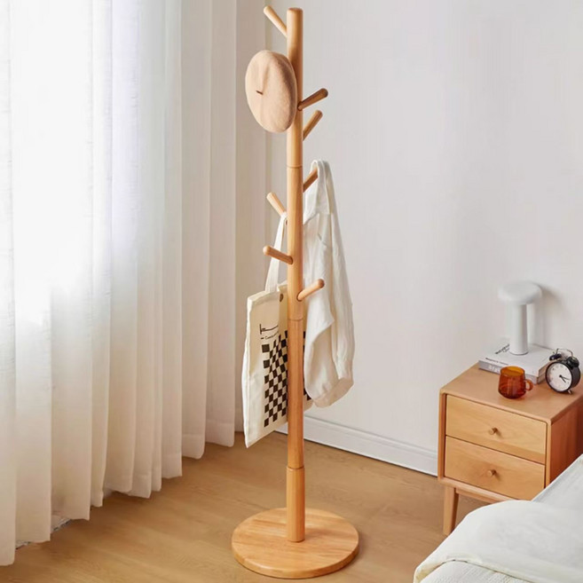 스피드박스 원목 스탠드 옷걸이 행거 원판형 38*172cm, 원목색