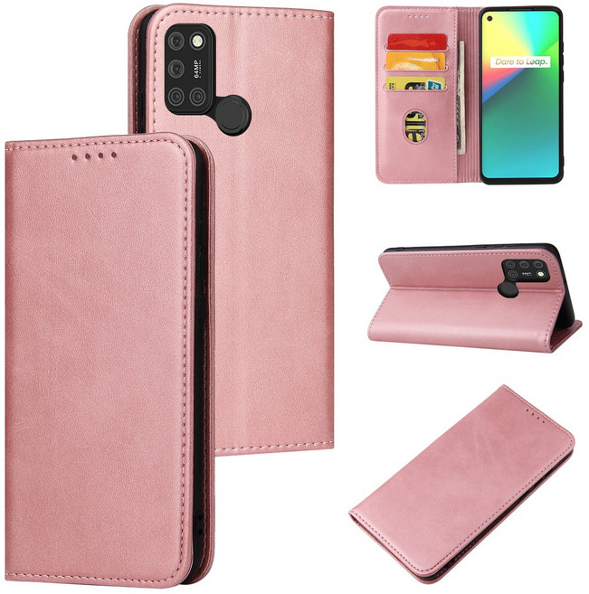 小牛紋無扣側立皮套, K68-玫瑰金,i13 PRO, 1個