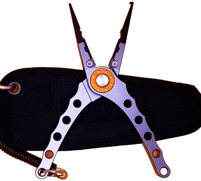 안낚하세요 멀티 피싱 플라이어 케이스 세트 초경량 다기능 낚시 집게, 메탈릭 딥그레이, 1세트