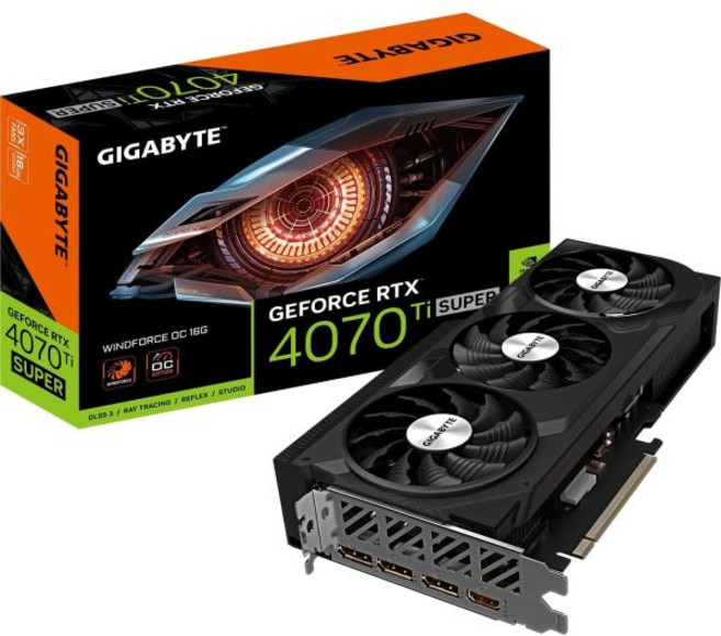 기가바이트 지포스 RTX 4070 Ti 슈퍼 윈드포스 OC 그래픽 카드 - 2625MHz 코어 16GB GDDR6X 21000MHz 256비트 메모리 PCI-E 4.0 3, WINDFORCE, 1개