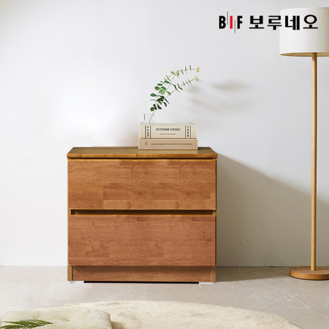 앳홈 테드 브라우니 원목 600 2단 서랍장 (깊이400), 월넛