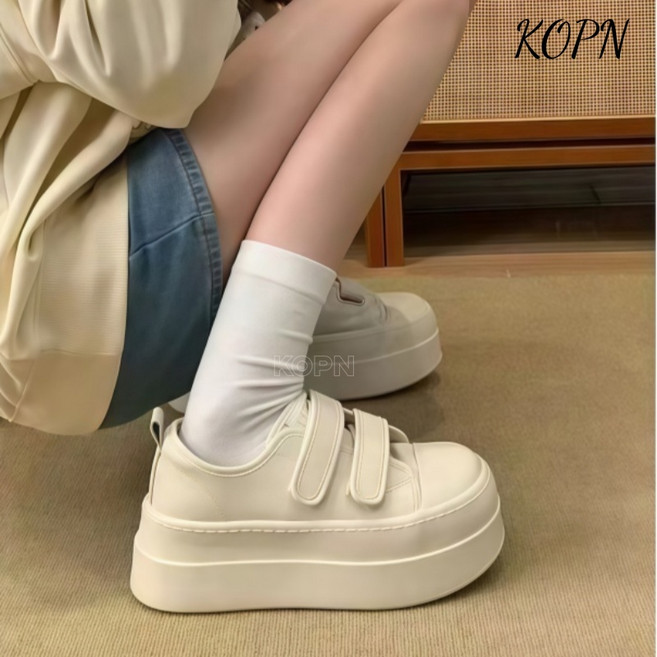 KOPN 두꺼운 밑창 키높이 매직 스티커 여성 패션 캐주얼 운동화