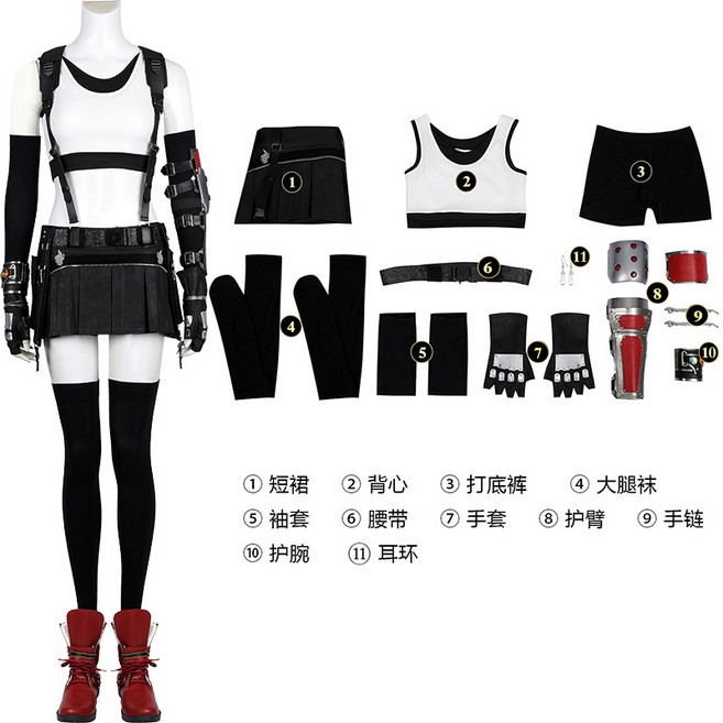 티파 록하트 파이널 판타지 파판 7 VII 리메이크 코스프레 코스튬 의상 행사 서코 부코