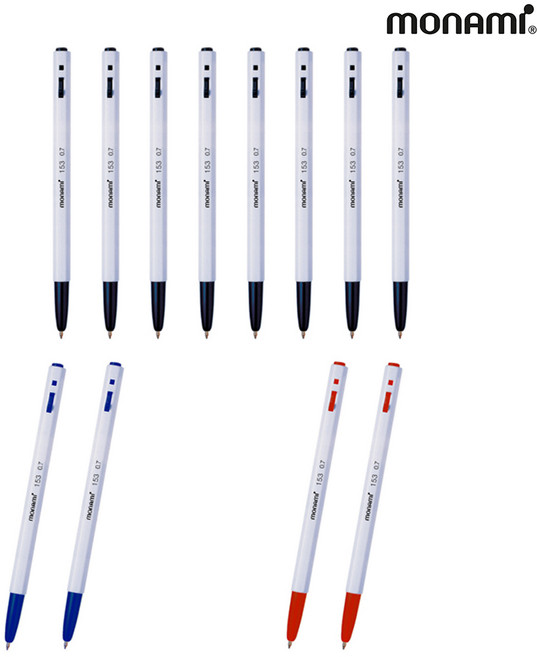 모나미 153 볼펜 0.7mm, 0.7 3색혼합(흑8+청2+적2), 4세트