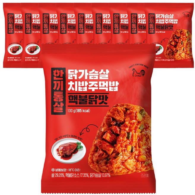 한끼통살 치밥주먹밥 핵불닭맛, 10개, 100g