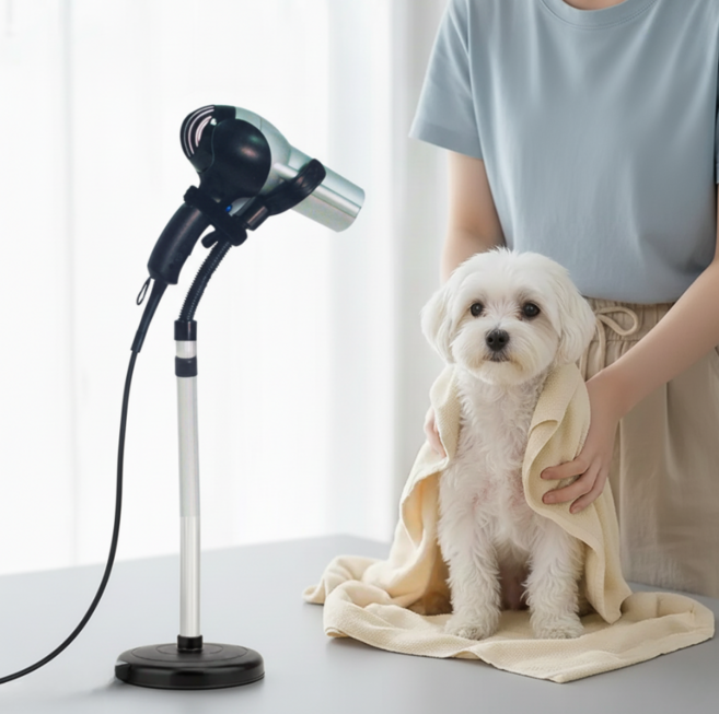 손목 부담 완화 높이조절 다용도 스탠드형 드라이기 거치대, 1개, 블랙