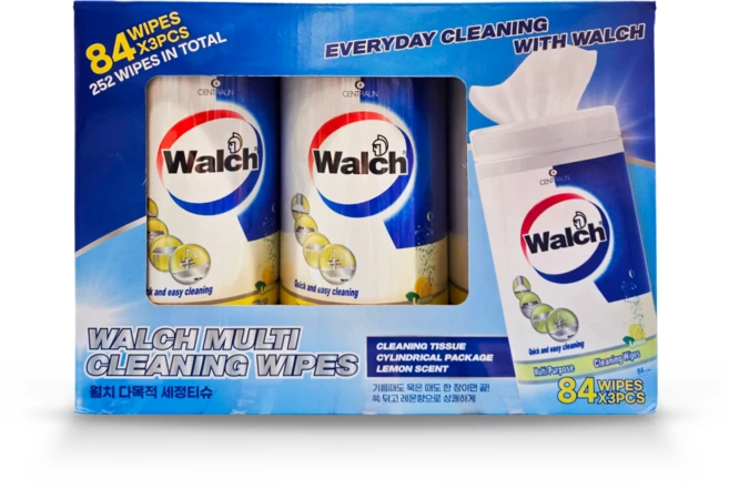 WALCH 월치 다목적 세정살균티슈 레몬향 84매 - 쿠팡