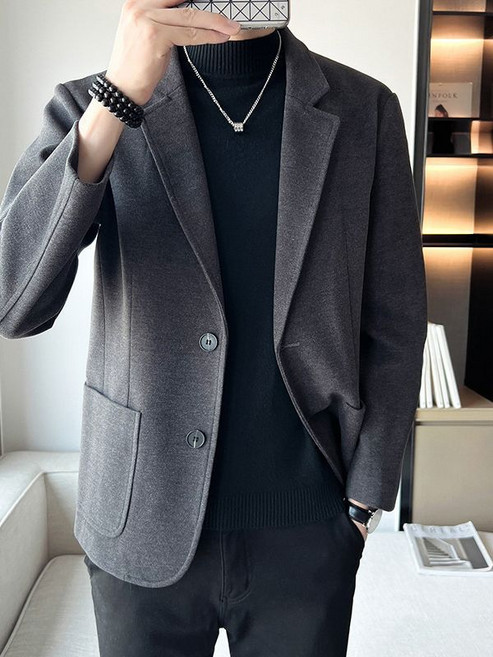 【成熟穩重修身】男士西裝 商務西裝 毛呢西裝 秋冬外套 西服外套 羊毛混紡 商務通勤 高端有型 年會面試必備