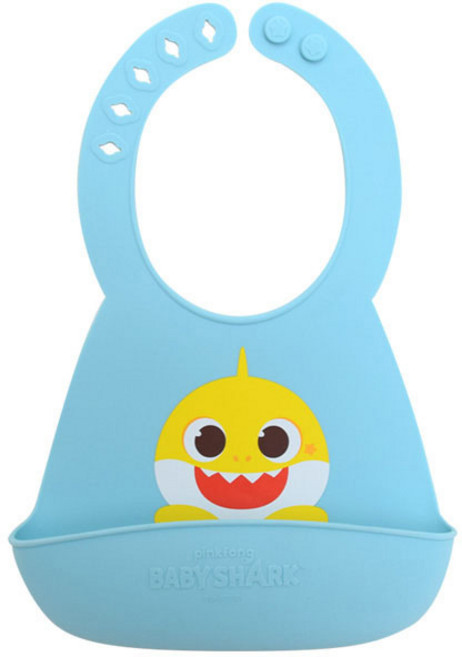 핑크퐁 아기상어 실리콘 턱받이, 블루, 1개, 1개입