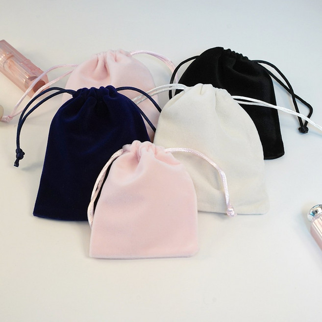 다용도 컬러 벨벳 파우치 제품 포장주머니, 블랙, 4개