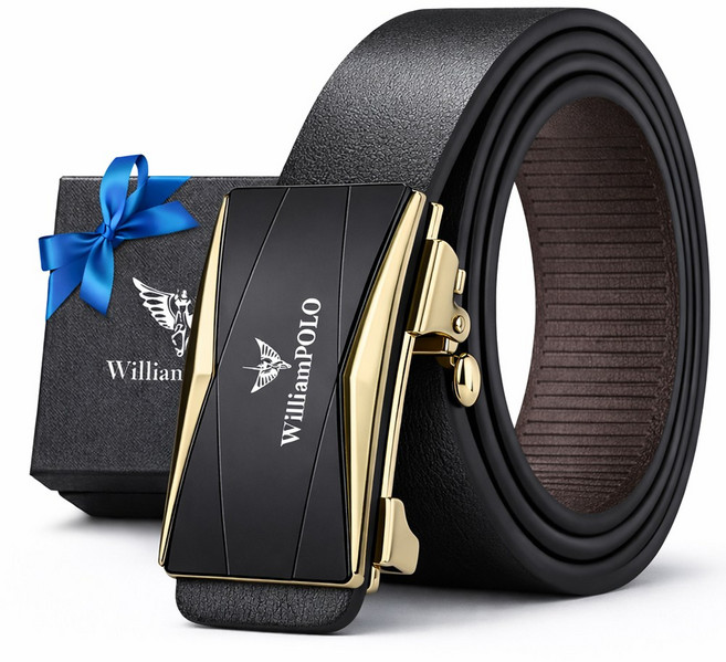 선물포장 남성용 명품 가죽 정장벨트 자동버클 + 워런티카드증정