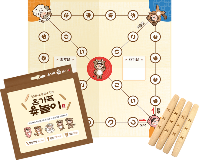 신나는 명절 추석 단체 미니 윷놀이 세트 어린이집 유치원 선물, 중, 1개