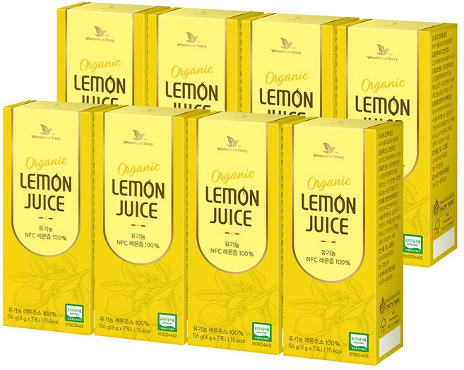 홀푸드스토리 유기농 NFC 레몬즙 레몬주스, 8개, 56g