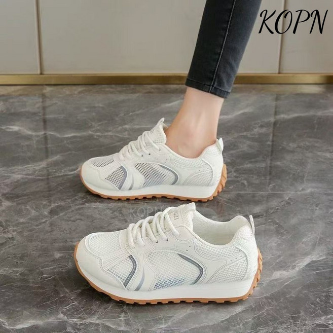 KOPN 패션 망면 통기 아버지 신발 여성 여름 키높이 두꺼운 밑창 빈티지 캐주얼 경량 운동화