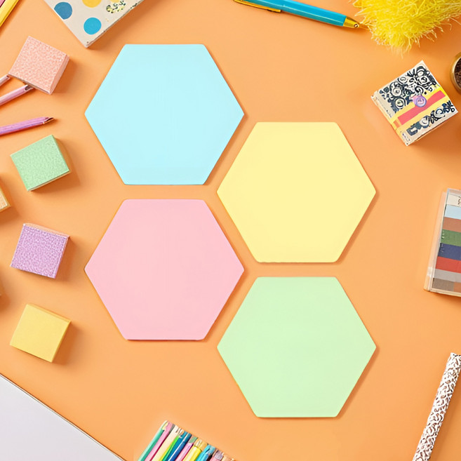 캐치하이 육각형 점착 메모지, 4색, 1팩, 50매