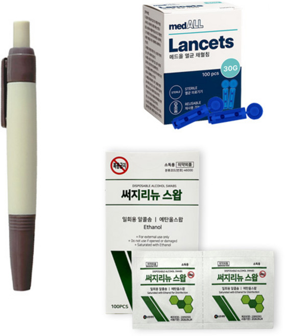 MedAll 사혈기 세트, PVC+침100+알콜솜100, 1세트