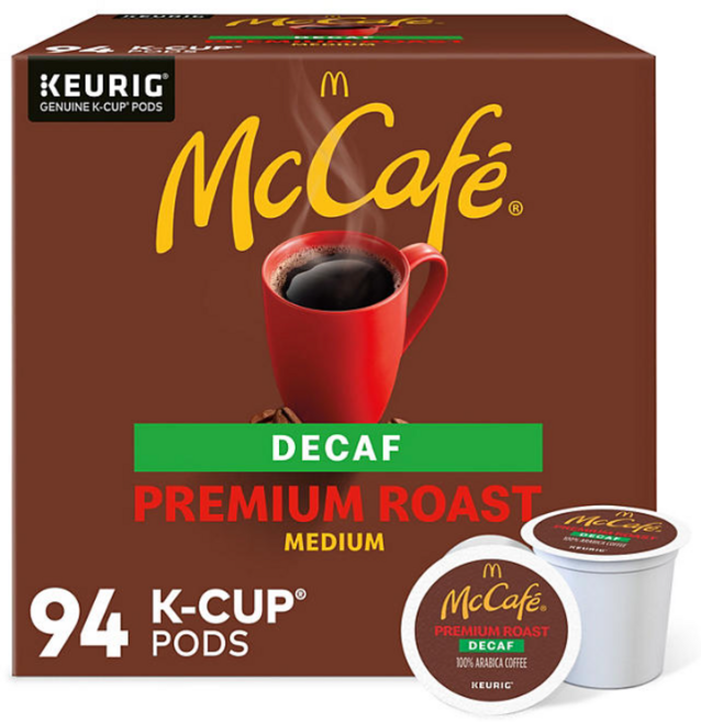 맥카페 디카페인 프리미엄 미디엄 로스트 케이컵 McCafe Decaf Premium Medium Roast K-Cup Coffee Pods, 94개입