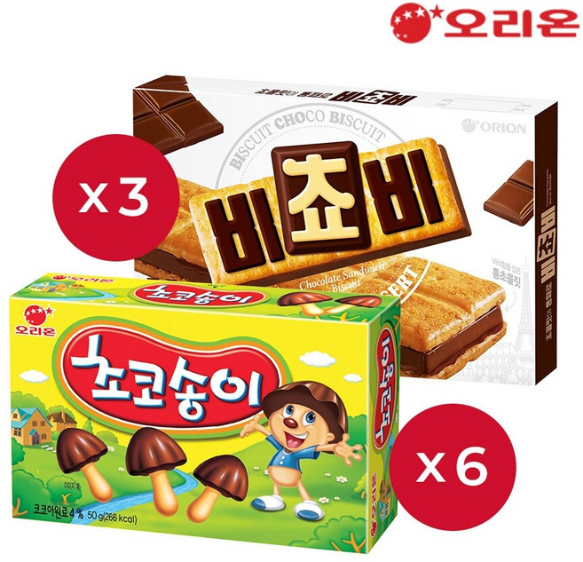 오리온 비쵸비(125g) 3개 + 초코송이(50g) 6개, 1세트, 175g