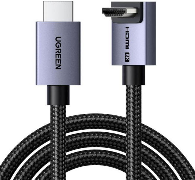 유그린 8K 10K 90도 HDMI 케이블 48Gbps 2미터 초고속 직각 2.1 꼰선 4K240Hz 8K60Hz HDCP 2.2&2.3 eARC HDR 10 호환 PS5/블루, 3.3FT