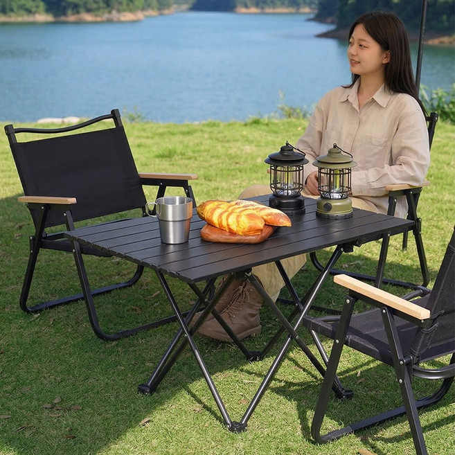 [런런피티]접이식 캠핑 테이블 초경량 휴대용 야외 테이블 방수 내구성 캠핑용 테이블, 블랙