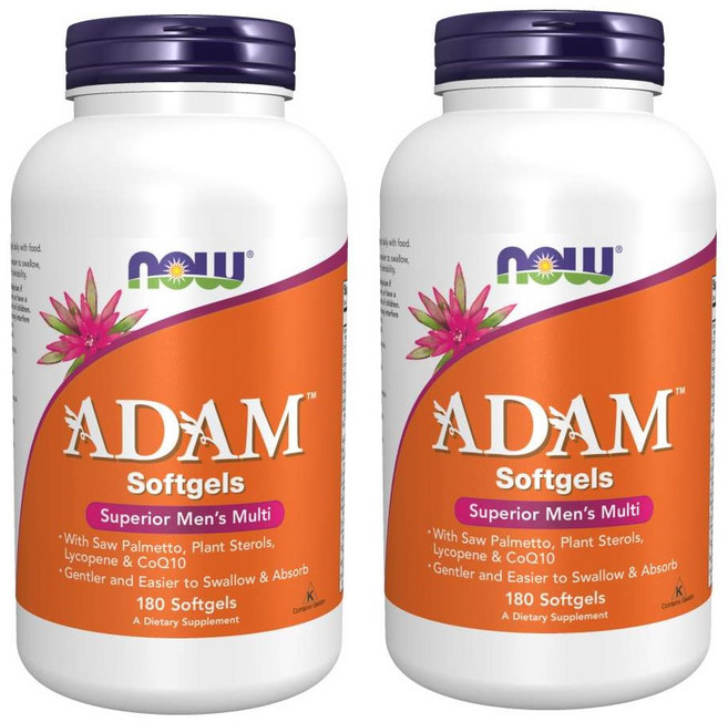 NOW ADAM 아담 남성용 멀티비타민 ﻿180소프트젤 X 2팩, 180정, 2개