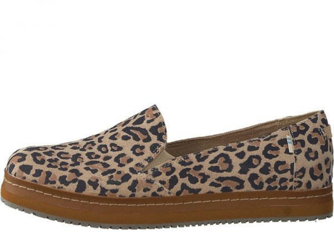 탐스 에스파듀 슬립온 여성 슈즈 팔마 가죽 랩 데저트 탠 레오파드 스웨이드 215889