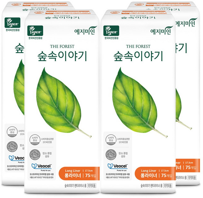 예지미인 숲속이야기 비오셀 롱 라이너 75P X 4팩, 75매입, 4개