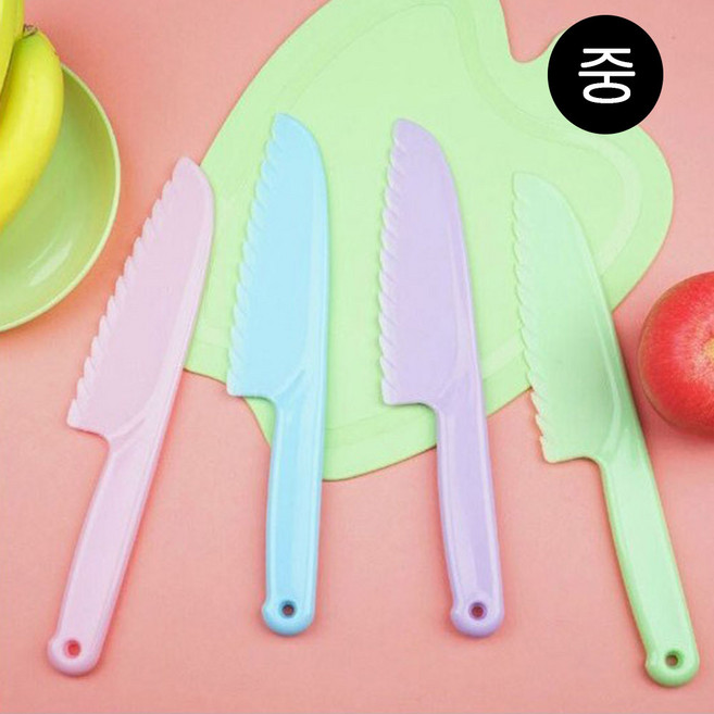 예삐스토어 4개set 안전인증 유아 안전칼 어린이 아동 빵칼 플라스틱칼, 1세트, 그린+보라+블루+핑크