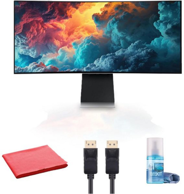 삼성 오디세이 OLED G8 34인치 1440p HDR 175Hz 커브드 울트라와이드 게이밍 모니터LS34BG850SNXZA 번들 포함 클리닝 키트 섬유 천 HDMI 케이블, 1개