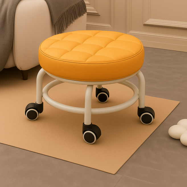 잇템스 쿠션있는 튼튼한 앉은뱅이바퀴의자 바닥의자, 3_오렌지(노랑)