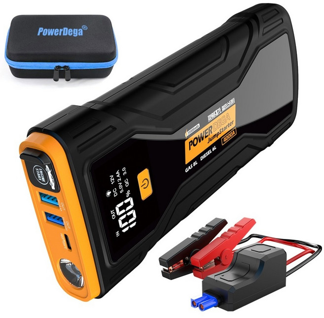 25900mAh 파워대가 자동차 긴급시동 점프스타터 오토바이 보조배터리 자동차 배터리 점프스타터+스마트 점프선, 1개