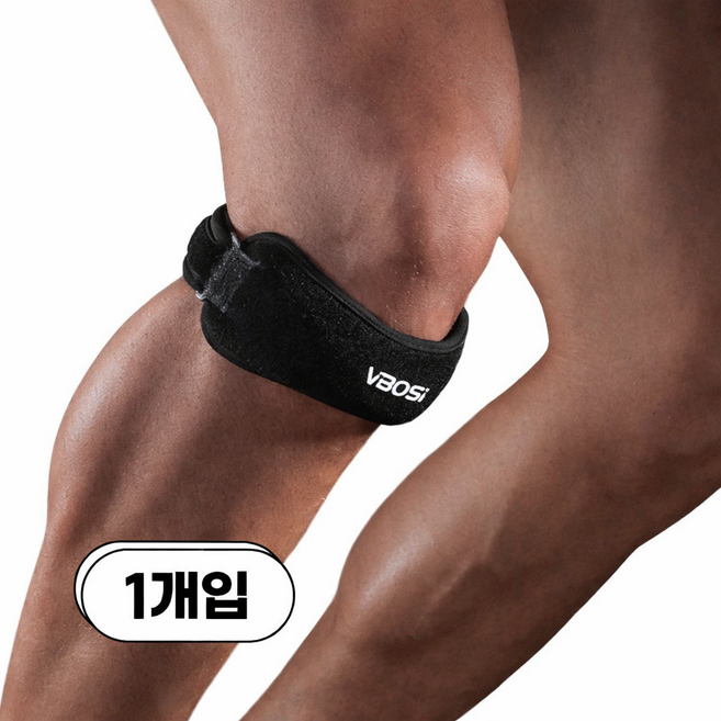 VBOSI 무릎보호대 일자 스트랩형, 블랙, 1개