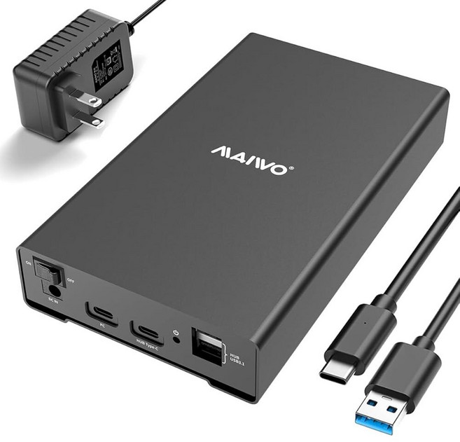 MAIWO 외장 하드 드라이브 인클로저 2.5 3.5인치 SATA SSD HDD USB C 3.1 GEN2 10Gbps 하드 드라이브 리더 HDD 케이스 UASP 포함, MAIWO 외장 하드 드라이브 인클로저, 2.5 3.5