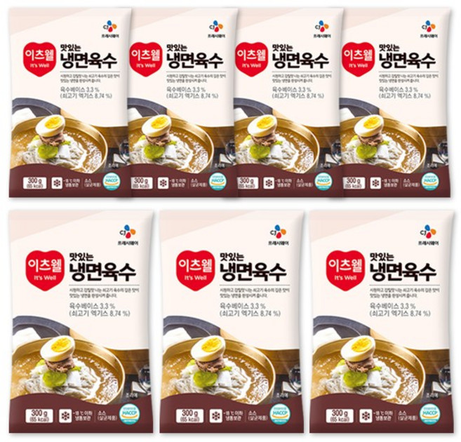 CJ프레시웨이 이츠웰 맛있는 냉면육수 단품, 7개, 300g