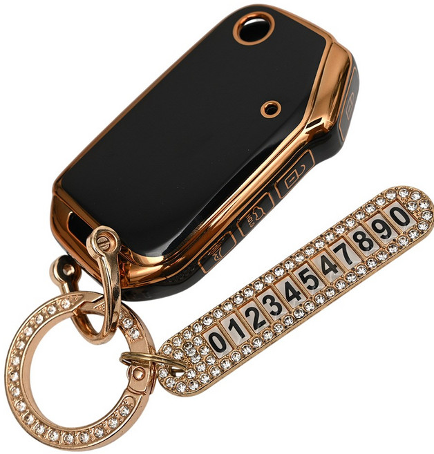 기아 셀토스 스포티지 NQ5 호환 TPU 스마트 키 자동차 케이스 번호판 큐빅 키홀더 키링, 블랙, 4버튼 폴딩_TA105_KH03