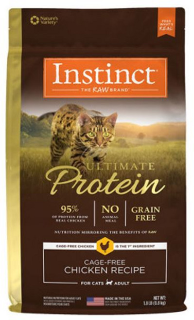 本能 Instinct Ultimate Protein 貓用乾糧 無穀物 適合成貓, 4.5kg, 1袋, Chicken