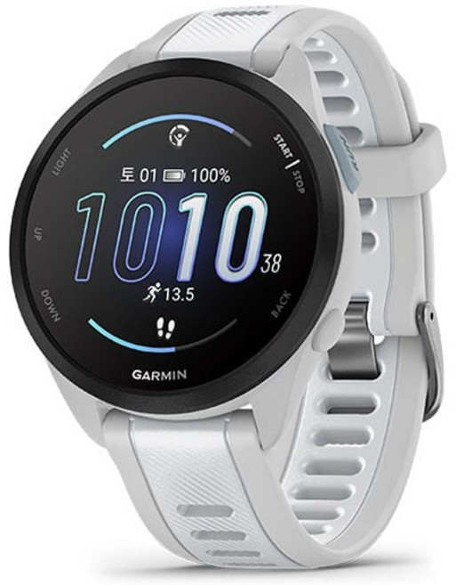 가민 포러너 165 뮤직 러닝 스마트워치, 미스트 그레이 + 화이트, 43mm, GPS