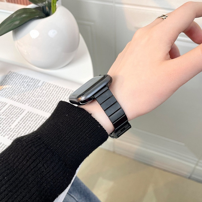 經典款不鏽鋼錶帶 適用 Apple Watch, 顯瘦細款一株鋼帶-黑色,49mm-Ultra1/2/3, 1個