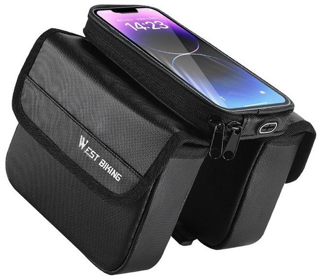 시그니처베이지 웨스트바이킹 자전거 프레임 탑튜브 핸드폰 거치대 가방 YPZ322, 1개