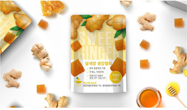 달새앙 생강젤리 70g 어른간식 생강간식 한천젤리, 1개