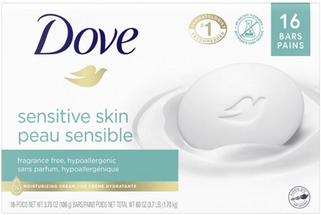 도브 센서티브 센시티브 모이스처라이징 크림 뷰티바 캐나다발송 스킨과 100% 동일 제품 패키징 디자인 변경 뉴버전, 106g, 16개입