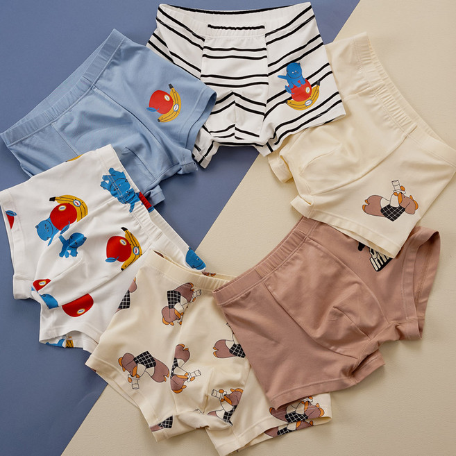 [빌도르] 애플바나나 6매 남아 드로즈 사각 밤부 대나무소재 아동 키즈 어린이 팬티 세트