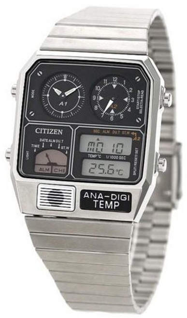 시티즌 아나디지 템프 유통 한정품 [] 크로노 그래프 알람 온도계 캘린더 실버 블랙 CITIZEN ANA-DIGI TEMP JG2101-78E [내일 락 대응], 실버,블랙, 1개