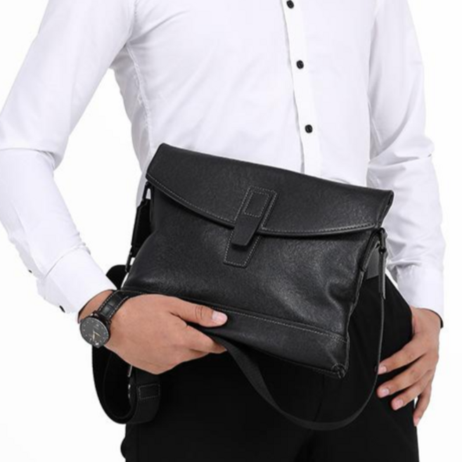 Mimi Market 고급 천연 소가죽 남자 크로스백 데일리백 SE7111-1