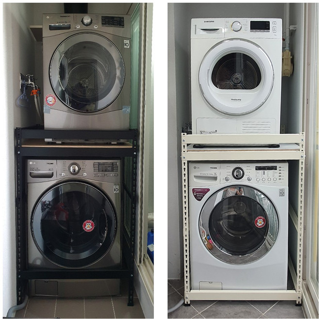 건조기 선반 세탁기 위에 드럼 통돌이 선반 김치냉장고 받침대 거치대 철제 앵글 삼성 lg, 화이트, 1개, 화이트