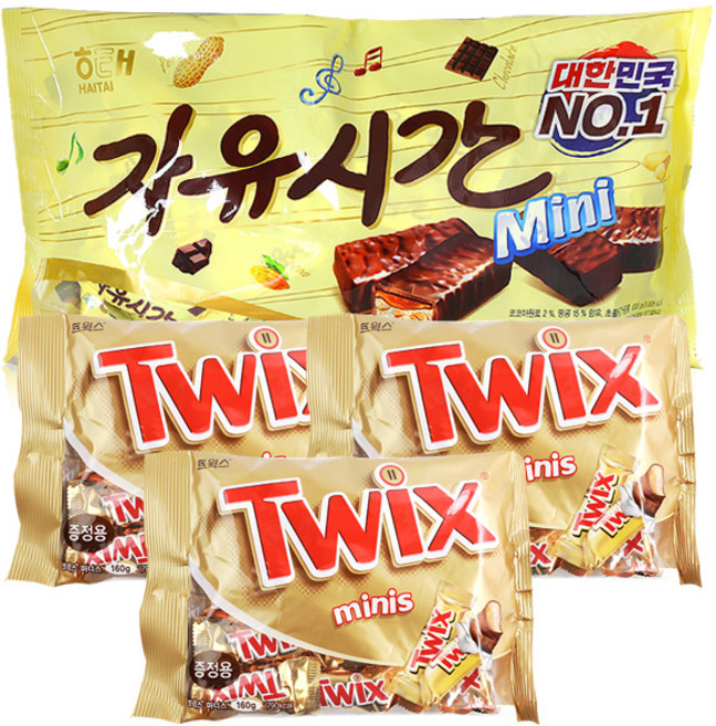 미니 자유시간 630g +트윅스 초코바 480g(160g 3개) 간식 달달한, 160g, 3개