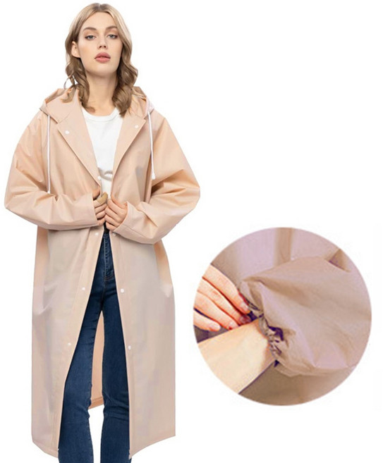禾統 加厚加長EVA輕便雨衣，梅雨季機車族適用, 卡其色, 1個