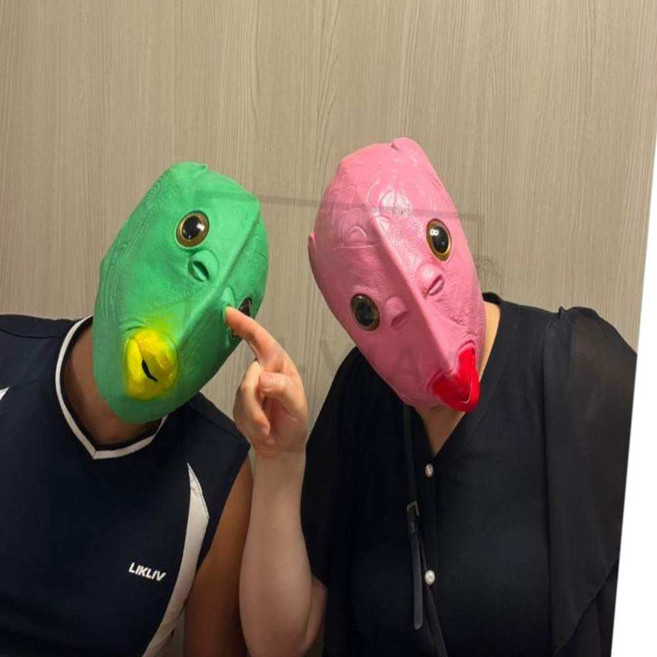 엠비아샵1 물고기 얼굴 가면 초록가면