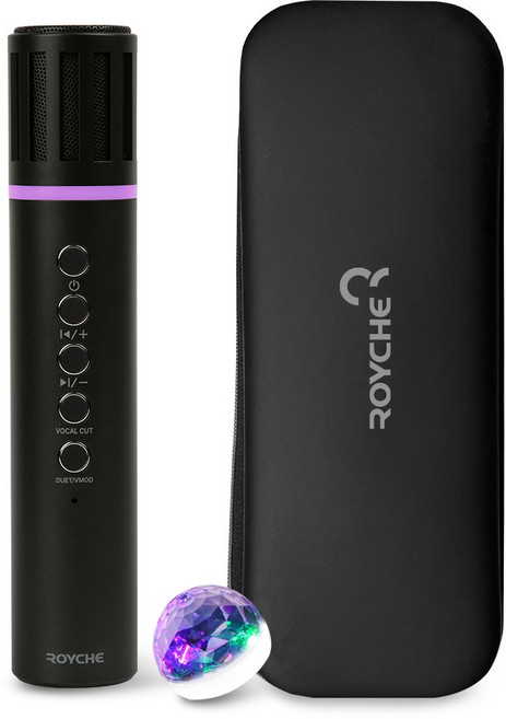 로이체 BTS-200KM 블루투스 노래방 마이크 휴대용 차량용, 블랙